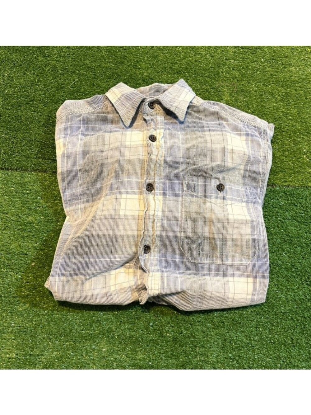 Scully western shirt mens small gray blue corduroy long sleeve plaid pockets